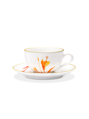 Orange Twin Flower Cup and Saucer