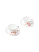 Orange Twin Flower Cup and Saucer